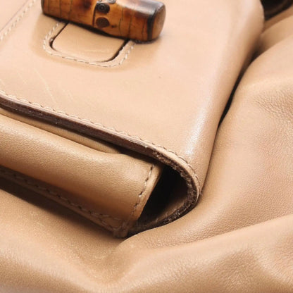 Gucci Leather Bamboo Drawstring Backpack