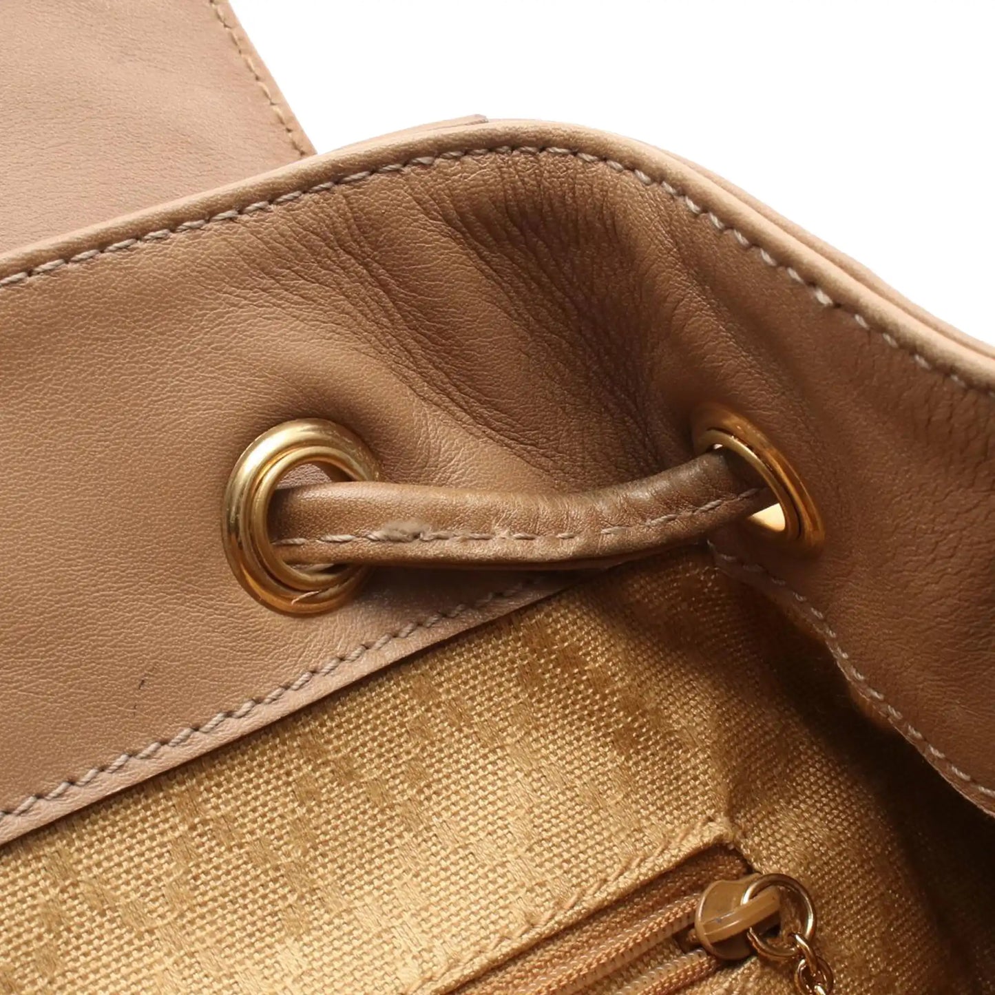 Gucci Leather Bamboo Drawstring Backpack