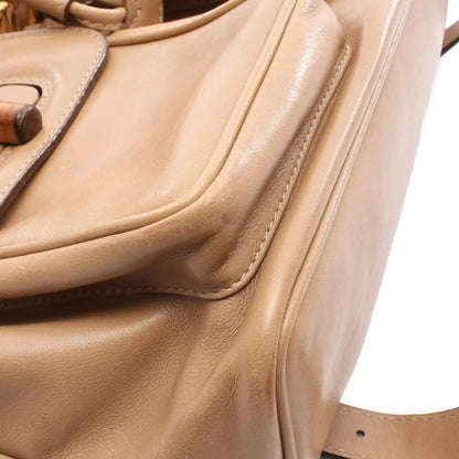 Gucci Leather Bamboo Drawstring Backpack
