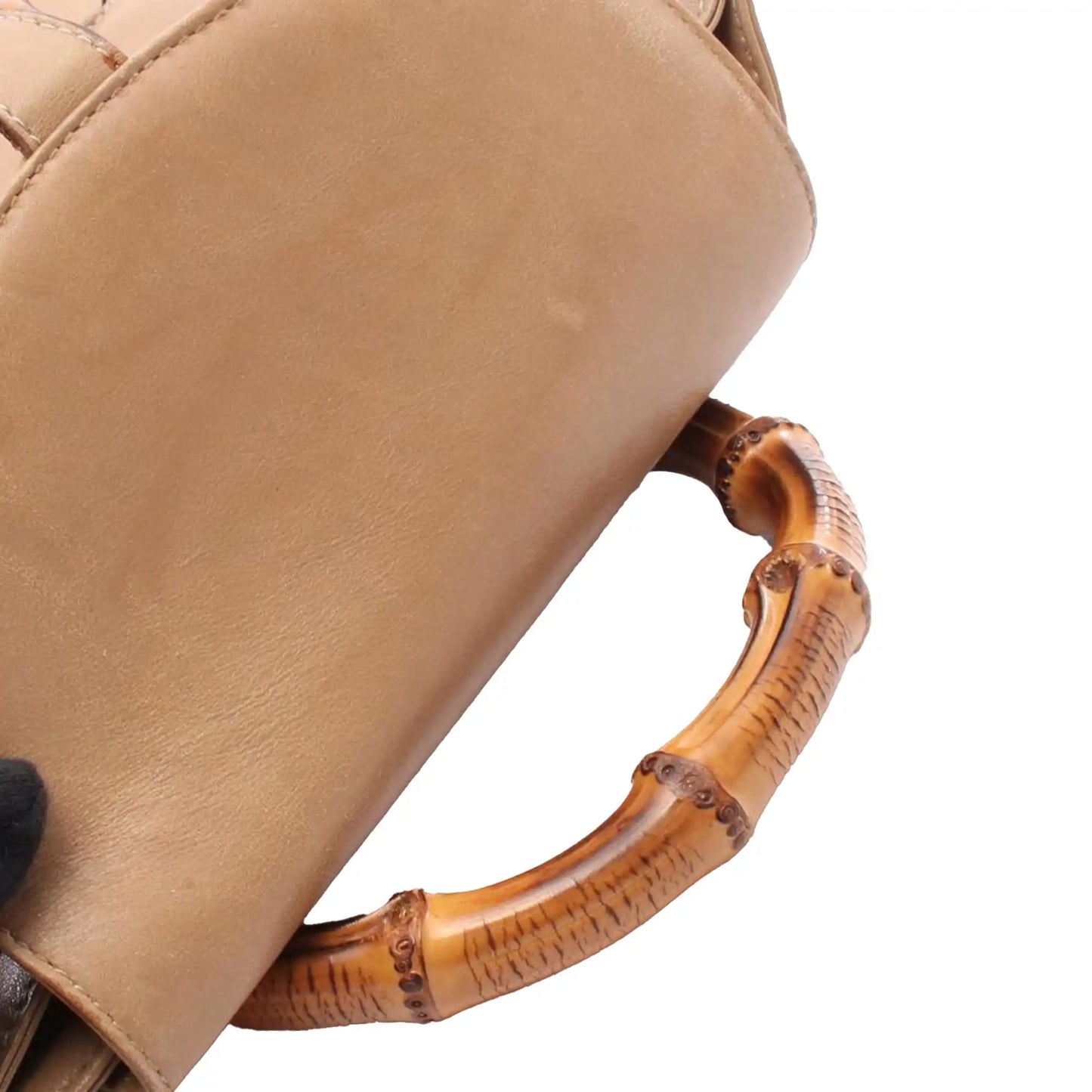 Gucci Leather Bamboo Drawstring Backpack