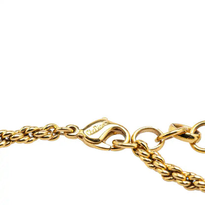 Dior Gold Plated Logo Round Pendant Necklace