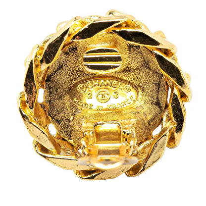 Chanel Gold Plated CC Crystal Clip On Earrings