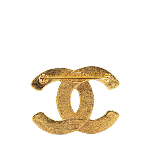 Chanel Gold Plated Embossed Mini CC Brooch