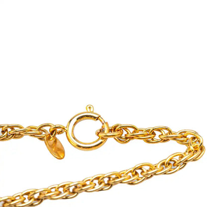 Chanel Gold Plated CC Round Pendant Necklace
