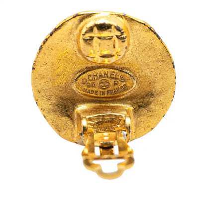 Chanel Gold Plated CC Round Clip On Earrings