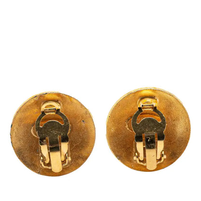 Chanel Gold Plated CC Round Clip On Earrings