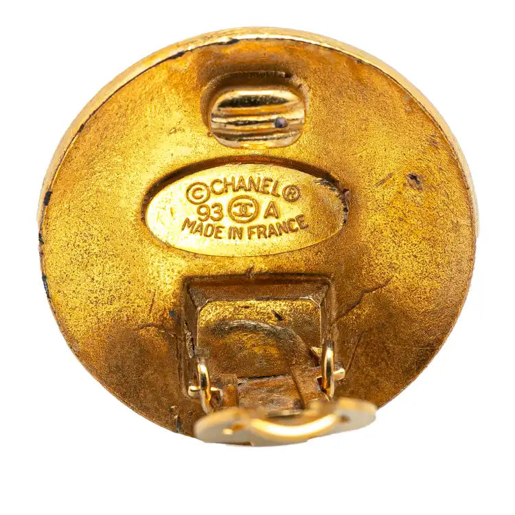 Chanel Gold Plated CC Round Clip On Earrings