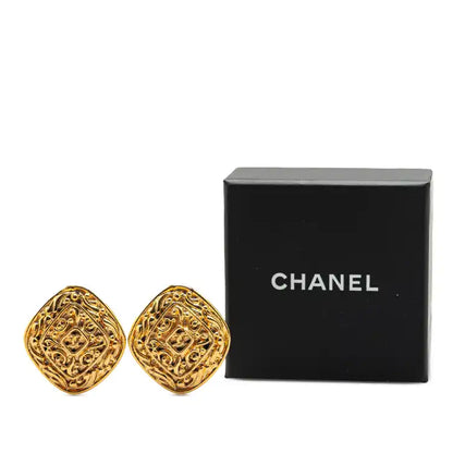 Chanel Gold Plated CC Clip On Earrings