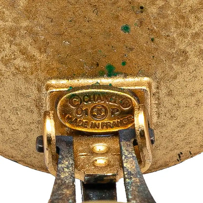 Chanel Gold Plated Enamel CC Button Clip on Earrings