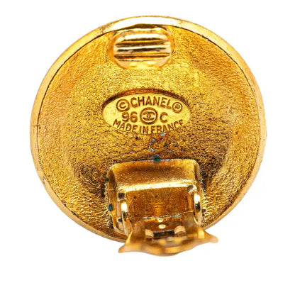Chanel Gold Plated CC Round Clip on Earrings