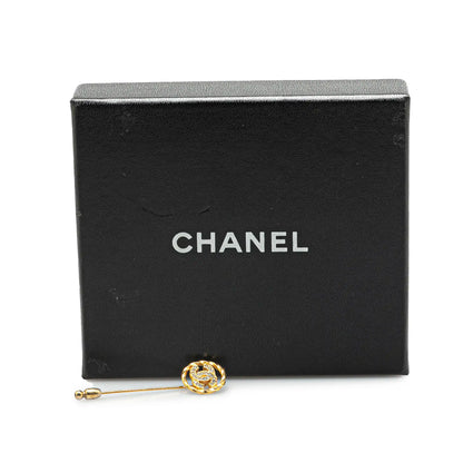 Gold Plated CC Crystal Brooch Pin