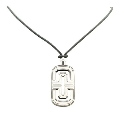 Bvlgari Sterling Silver Resin Parentesi Pendant Cord Necklace