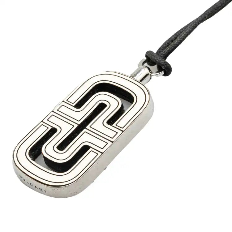 Bvlgari Sterling Silver Resin Parentesi Pendant Cord Necklace