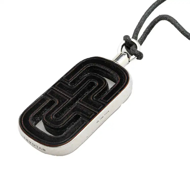 Bvlgari Sterling Silver Resin Parentesi Pendant Cord Necklace