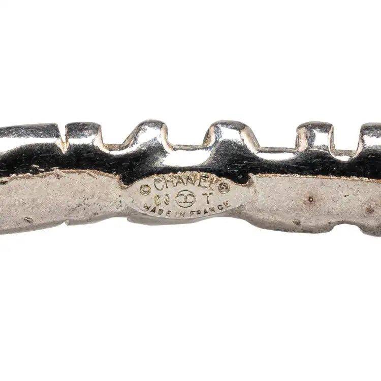 Chanel Silver Plated Enamel Logo Bracelet