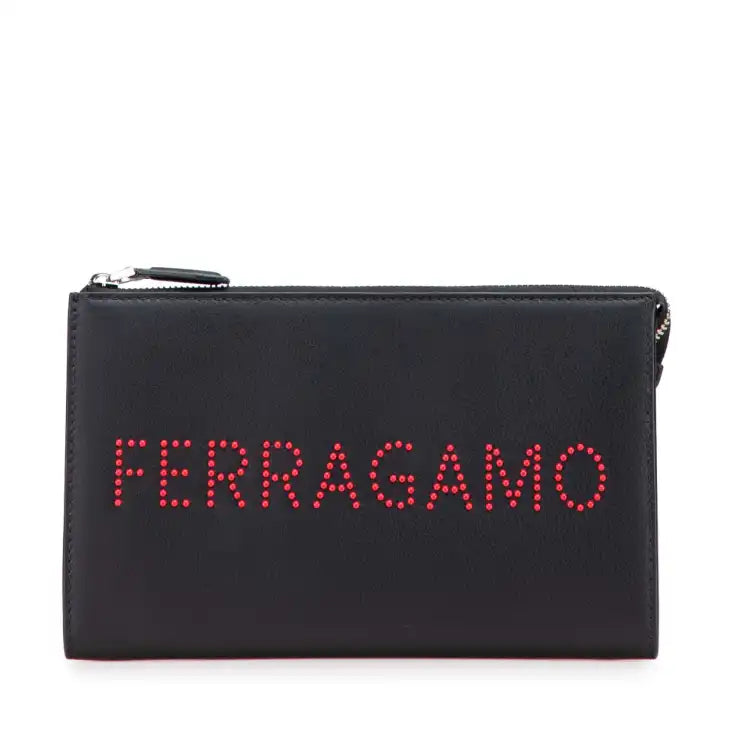 Ferragamo Leather Logo Clutch