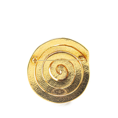 CC Gold Plated Swirl Round Brooch