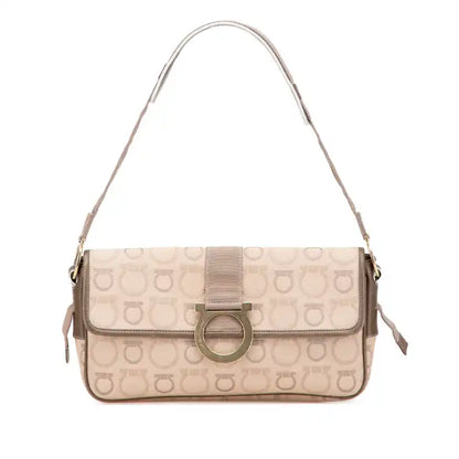 Ferragamo Gancini Canvas Shoulder Bag