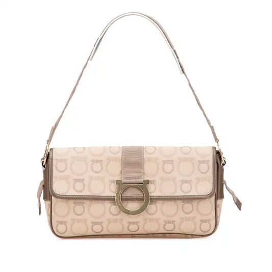 Ferragamo Gancini Canvas Shoulder Bag