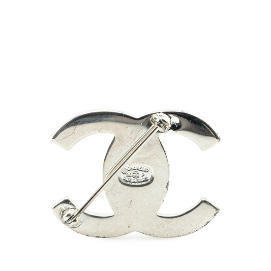 Chanel CC Silver Plated Turn Lock Brooch