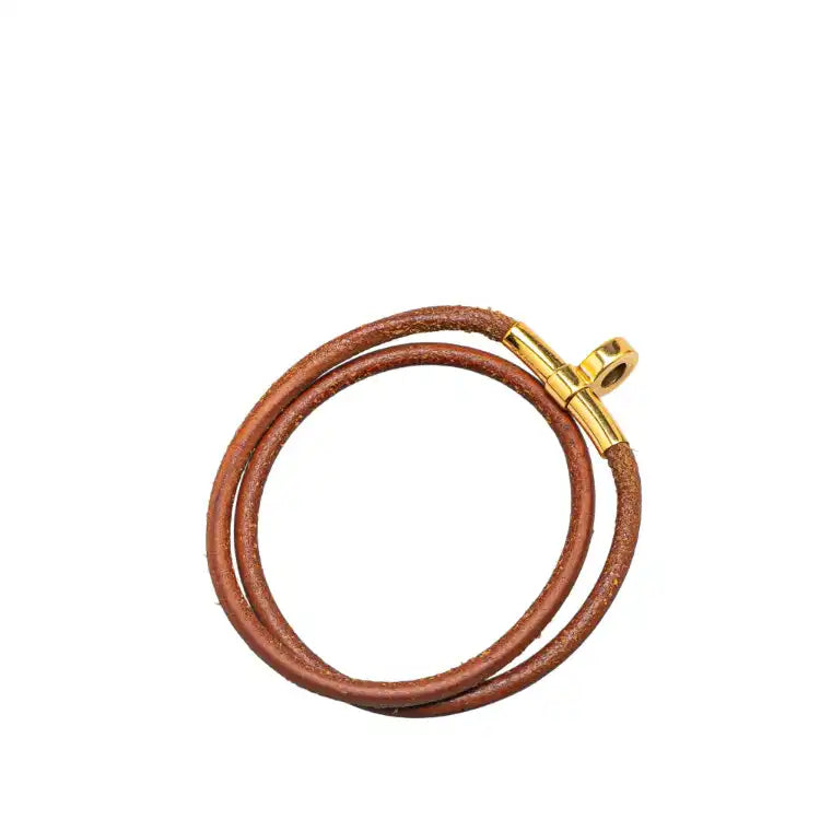 Hermès Gold Plated Kite Leather Kelly Double Tour Bracelet