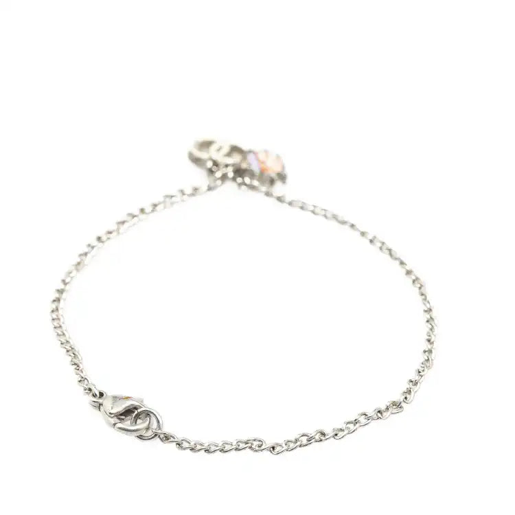 Chanel Silver Plated CC Ladybug Charm Bracelet