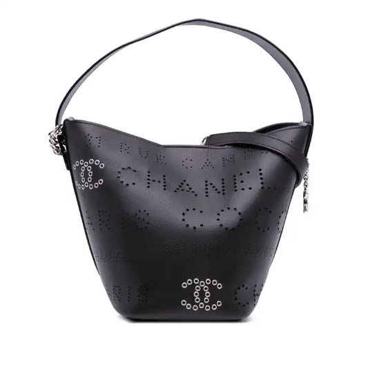 Chanel Calfskin and Tweed Small Piercing Light Bucket Bag