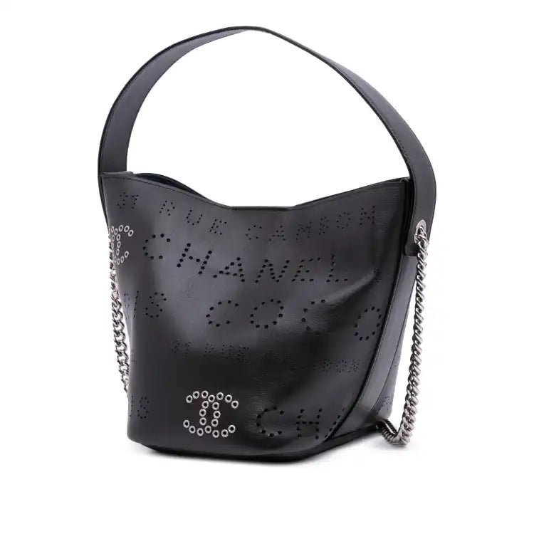 Chanel Calfskin and Tweed Small Piercing Light Bucket Bag