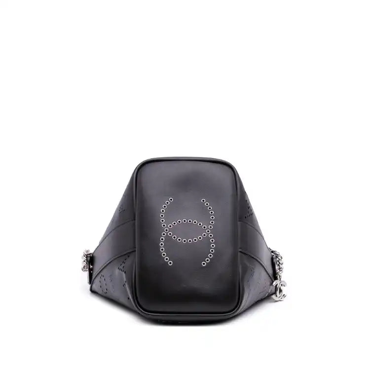 Chanel Calfskin and Tweed Small Piercing Light Bucket Bag