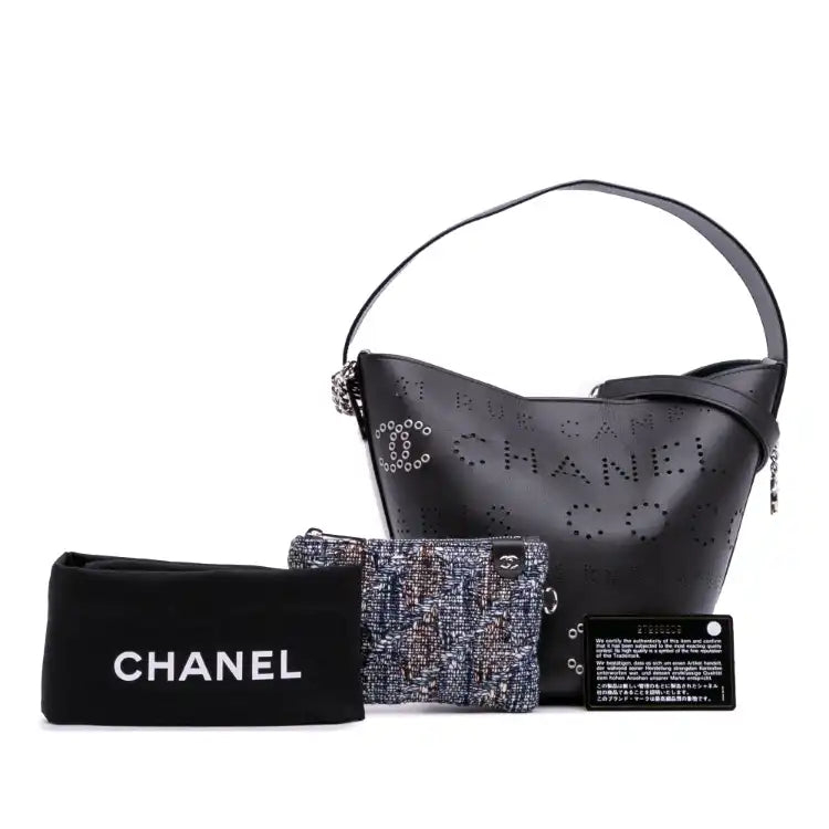 Chanel Calfskin and Tweed Small Piercing Light Bucket Bag