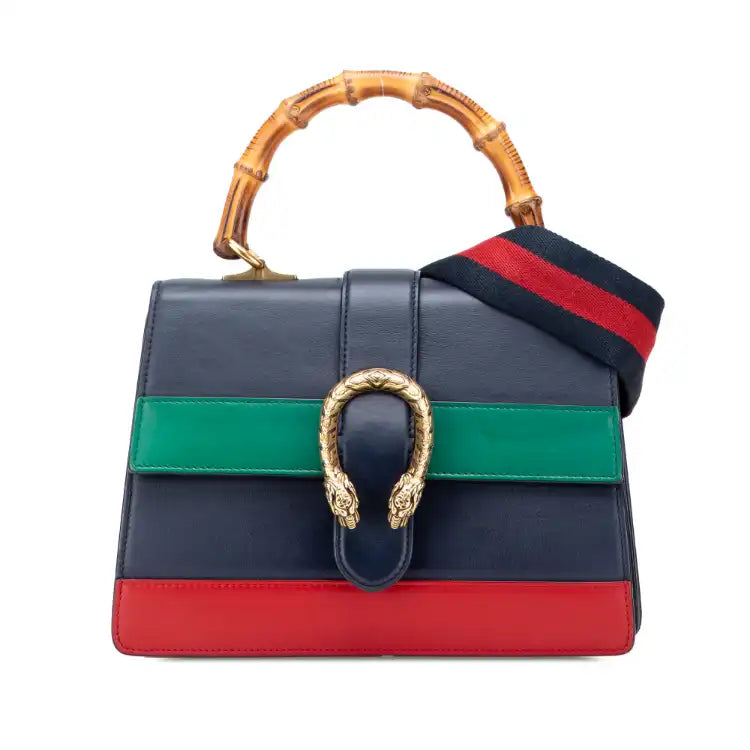 Gucci Medium Leather Bamboo Dionysus Web Satchel