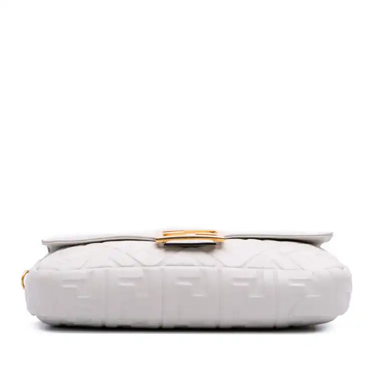 Fendi Large Zucca Embossed Leather Baguette Satchel