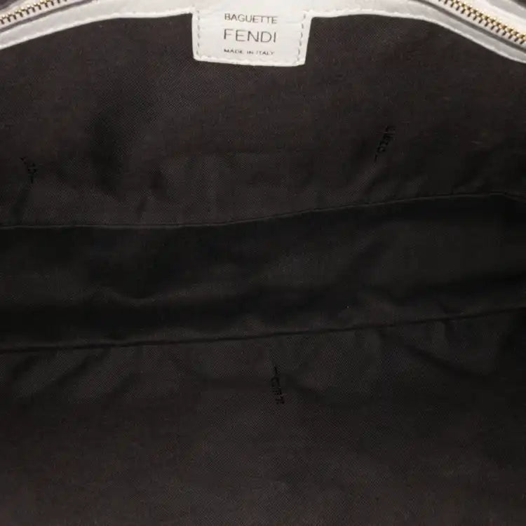 Fendi Large Zucca Embossed Leather Baguette Satchel