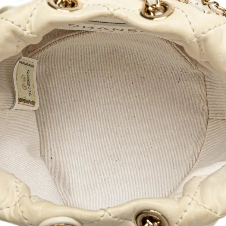 Chanel Mini Quilted Lambskin About Pearls Drawstring Bucket Bag
