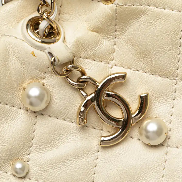 Chanel Mini Quilted Lambskin About Pearls Drawstring Bucket Bag