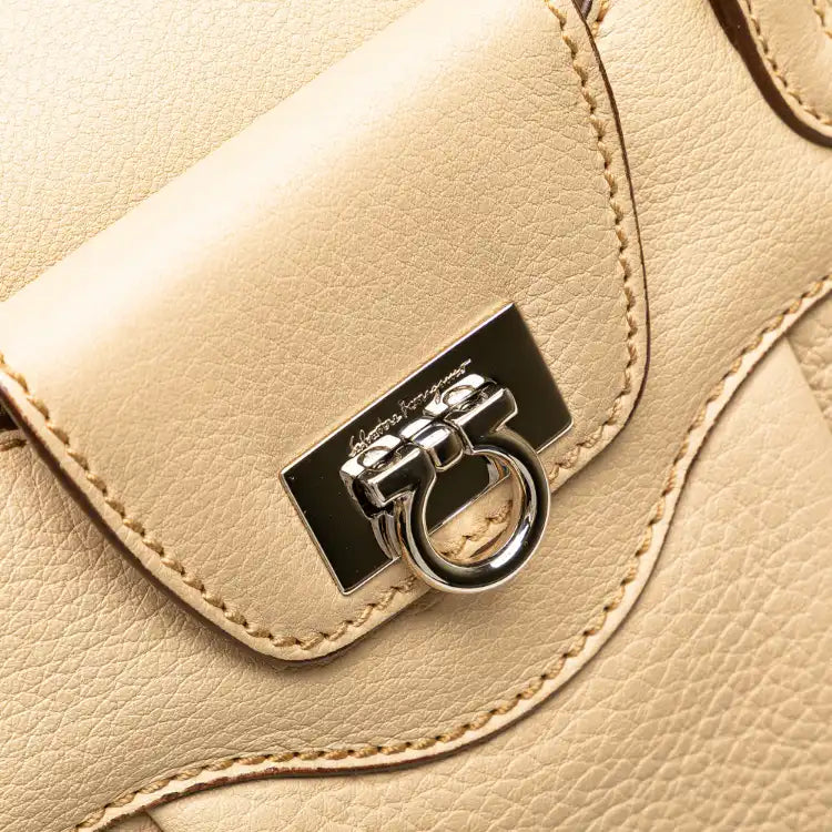 Ferragamo Leather Gancini Pleated Handbag