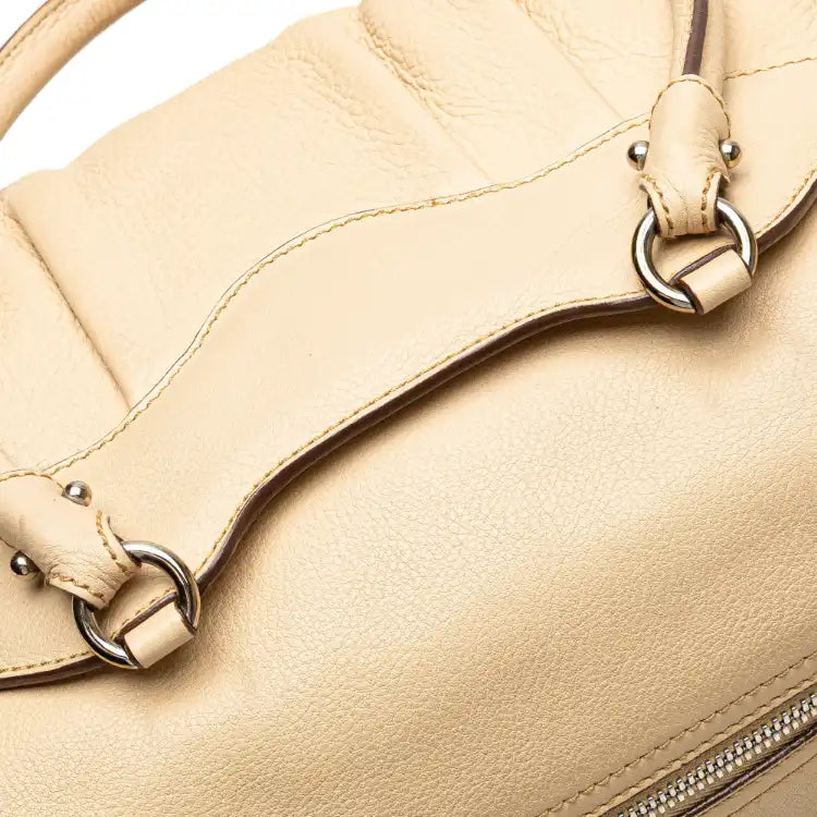 Ferragamo Leather Gancini Pleated Handbag