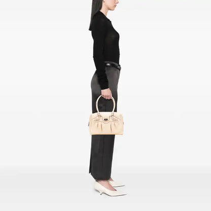 Ferragamo Leather Gancini Pleated Handbag