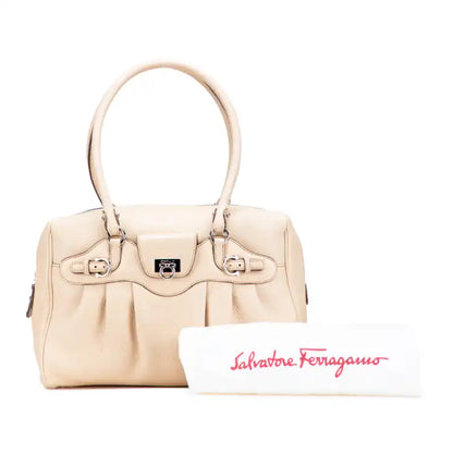 Ferragamo Leather Gancini Pleated Handbag