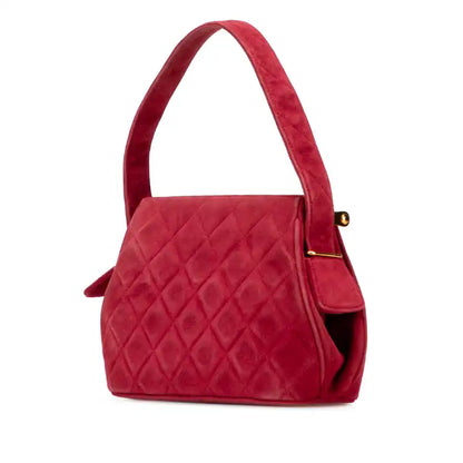 Chanel Quilted Suede Metal Frame Handbag