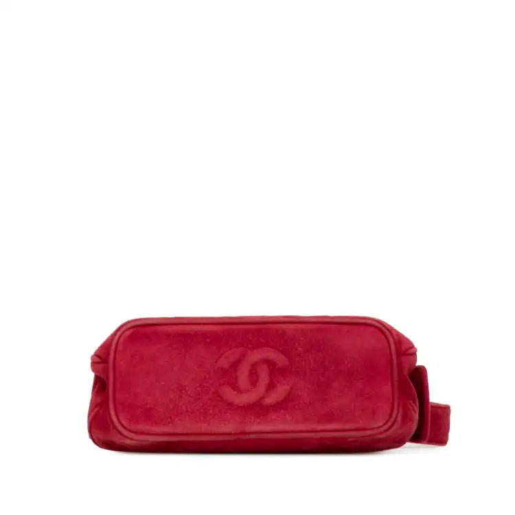 Chanel Quilted Suede Metal Frame Handbag