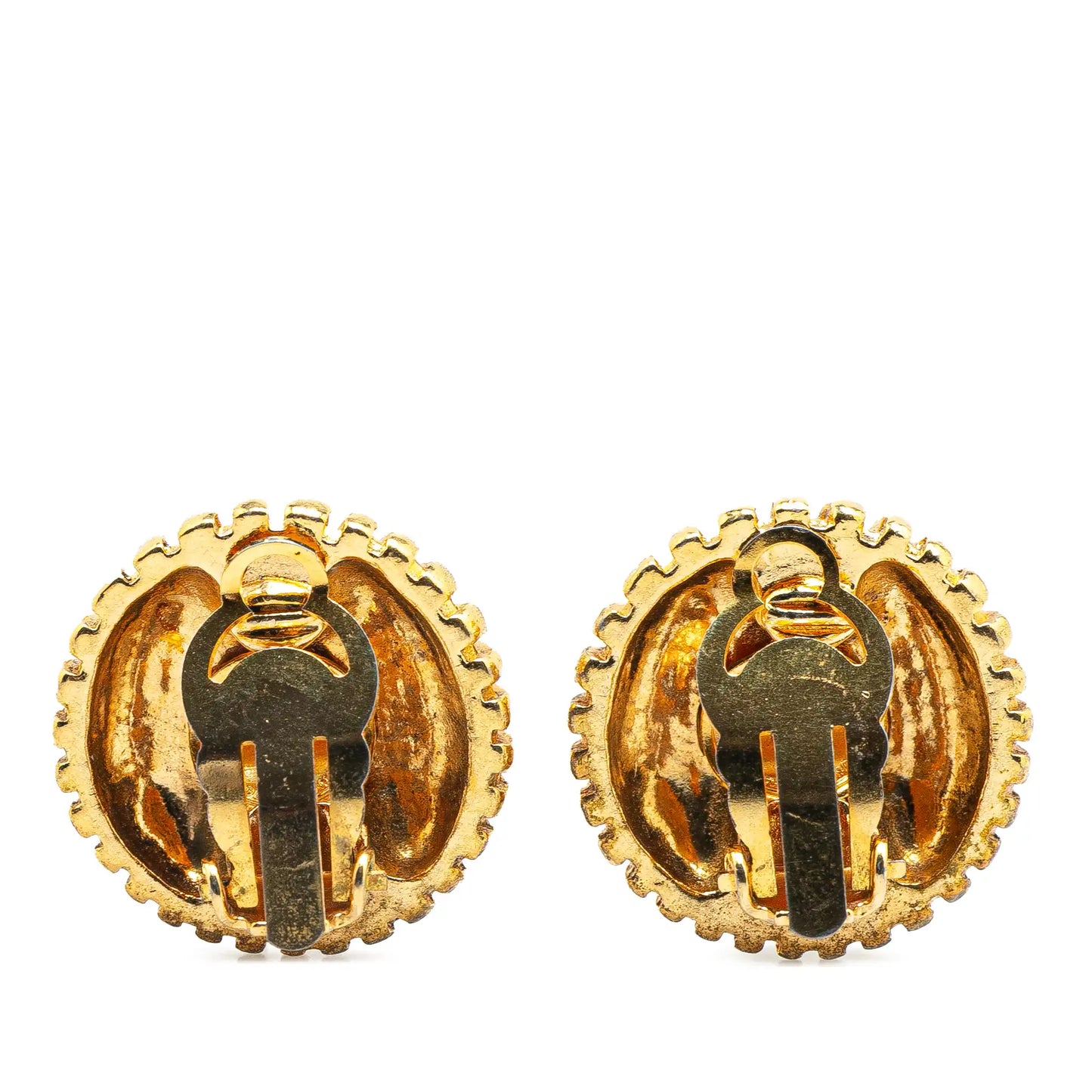 Chanel Gold Plated CC Round Clip On Earrings