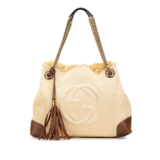 Gucci Medium Raffia Soho Chain Tote