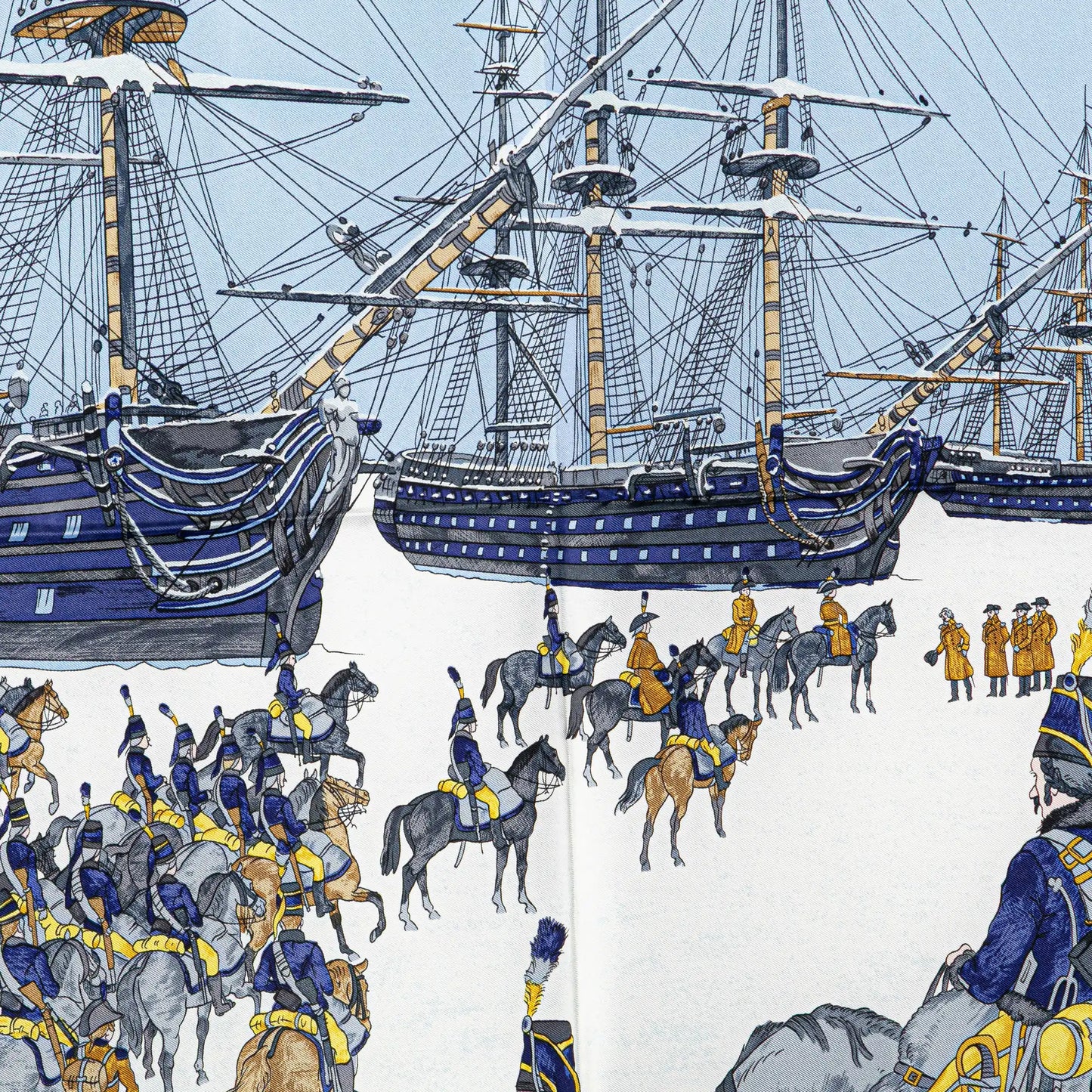 Hermès Marine et Cavalerie Silk Scarf