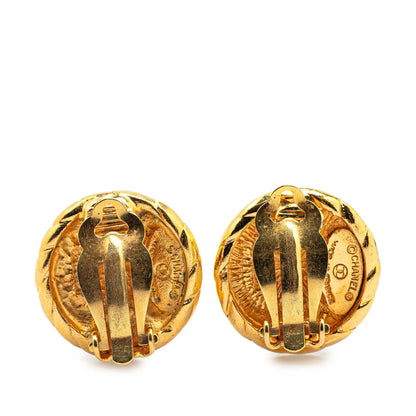 Chanel Gold Plated CC Round Clip On Earrings
