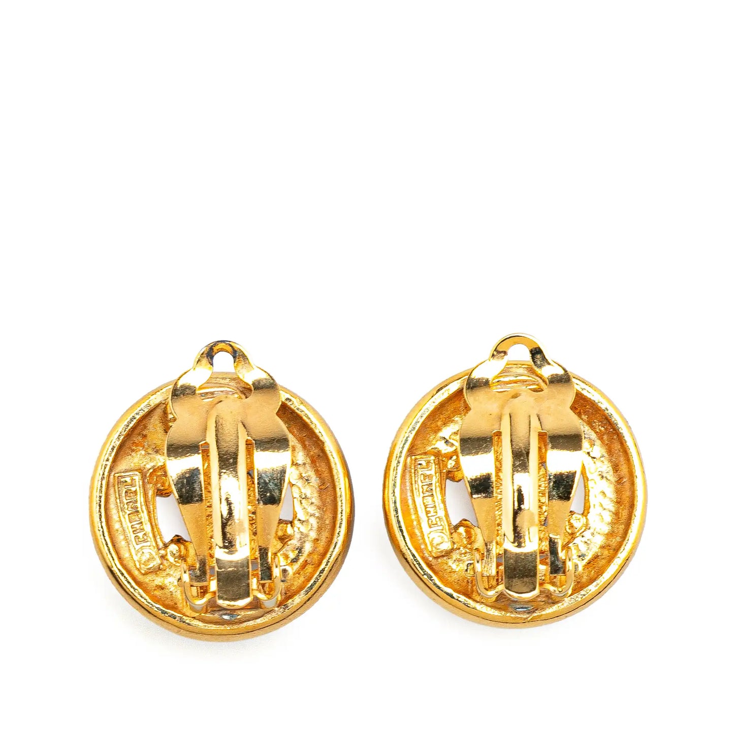 Chanel CC Gold Plated Round Clip On Earrings