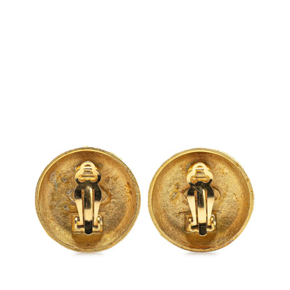 Chanel Gold Plated CC Round Clip On Earrings