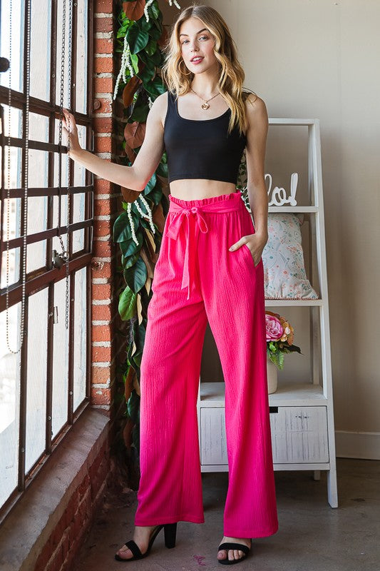 She Wears Glory™ “Walk of Purpose” Front Tie Paperbag Waist Pants - She Wears Glory Beverly Hills