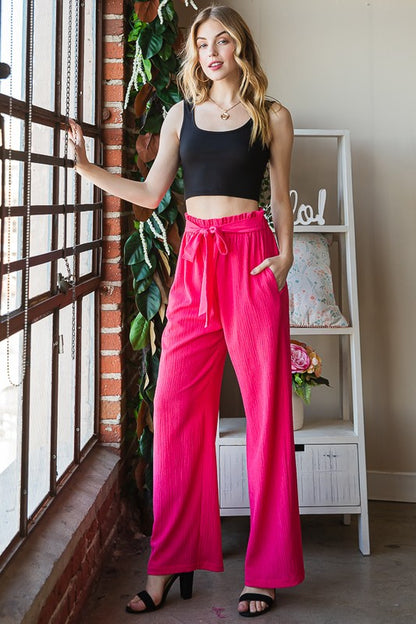 She Wears Glory™ “Walk of Purpose” Front Tie Paperbag Waist Pants - She Wears Glory Beverly Hills