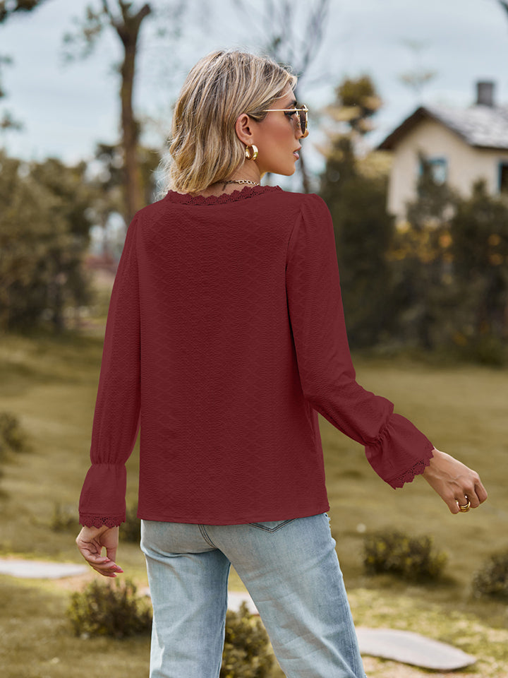 She Wears Glory™ — Adorned in Honor Lace Flounce Blouse - She Wears Glory Beverly Hills